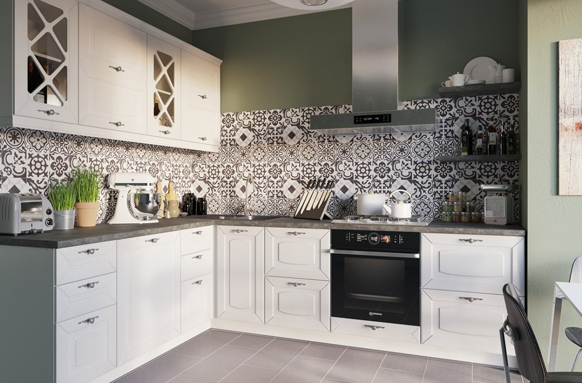 Серая глянцевая кухня