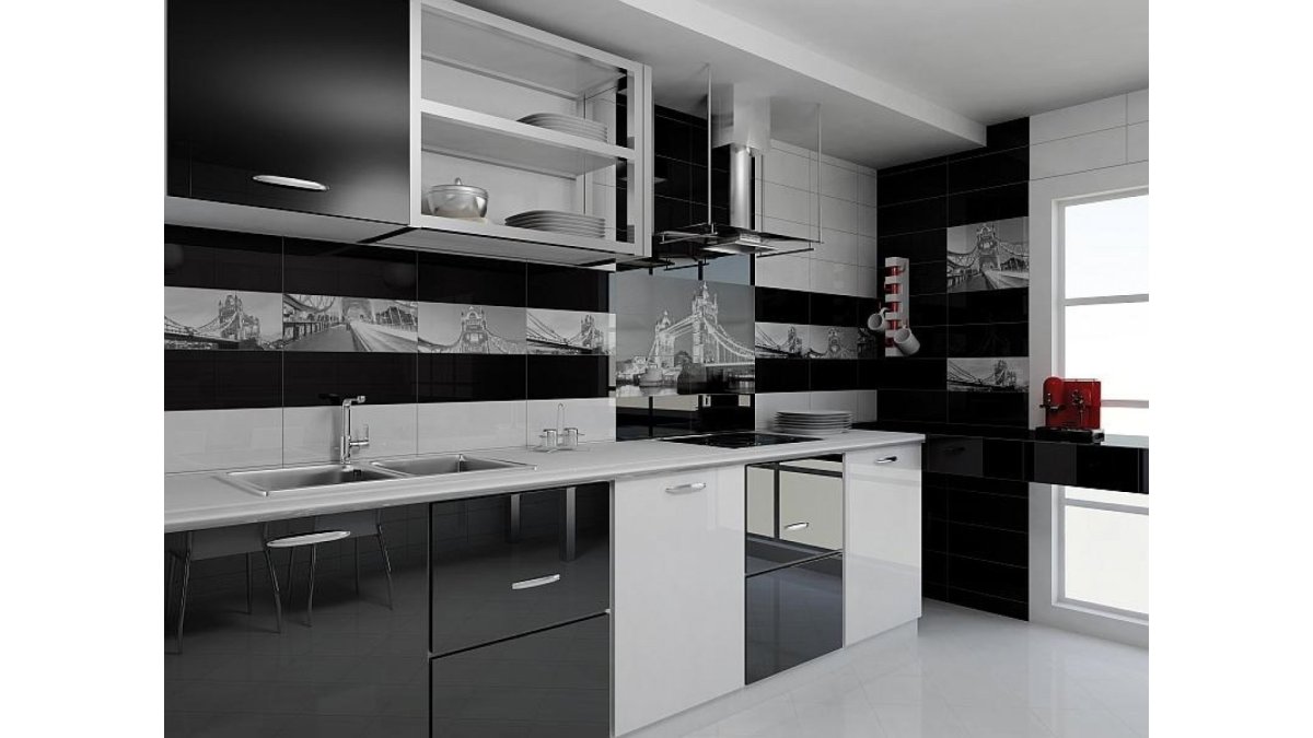 Черно-белые кухни в интерьере