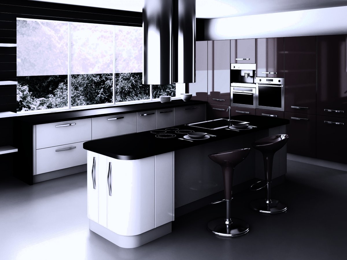 Красивые кухни в черно белом цвете