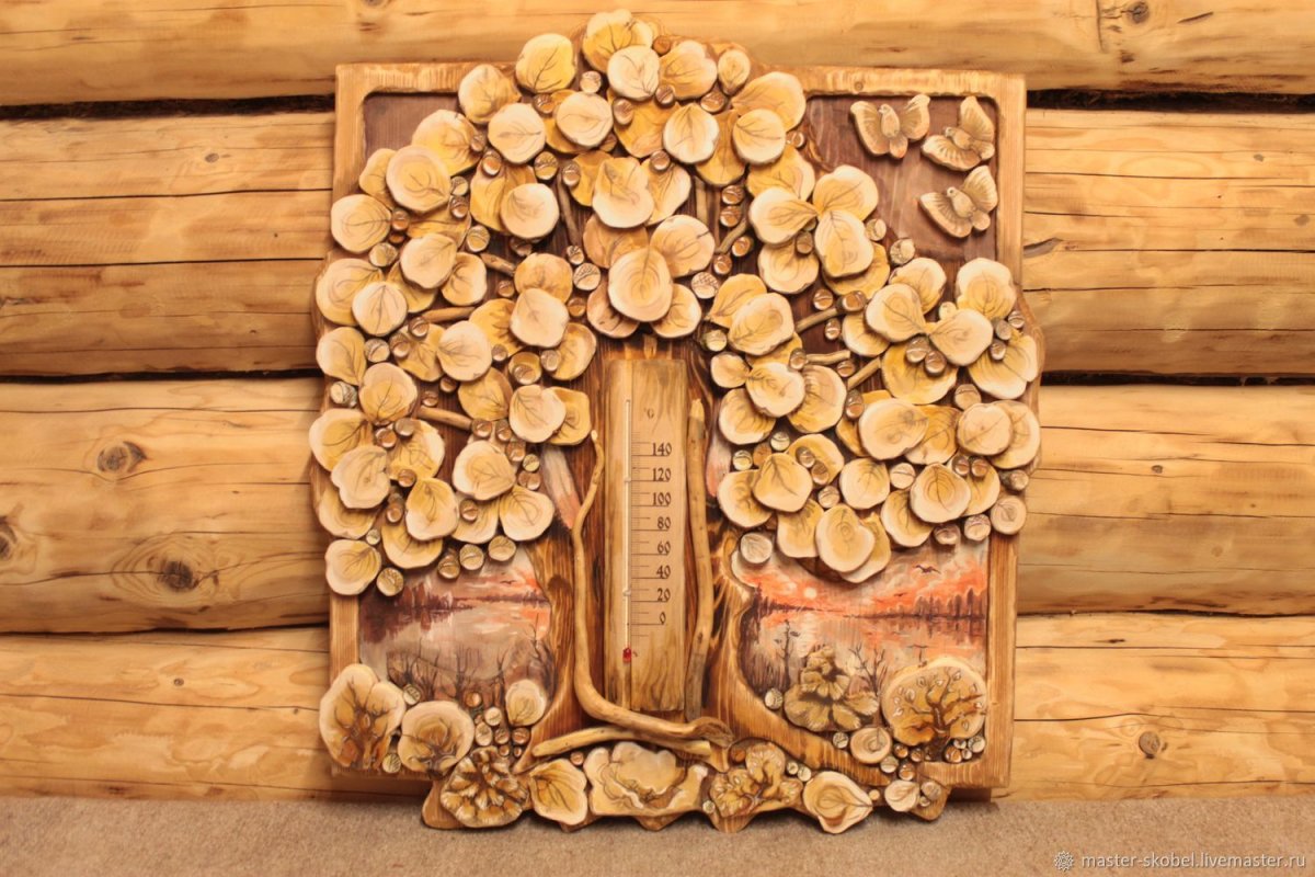 Панно из можжевельника для бани