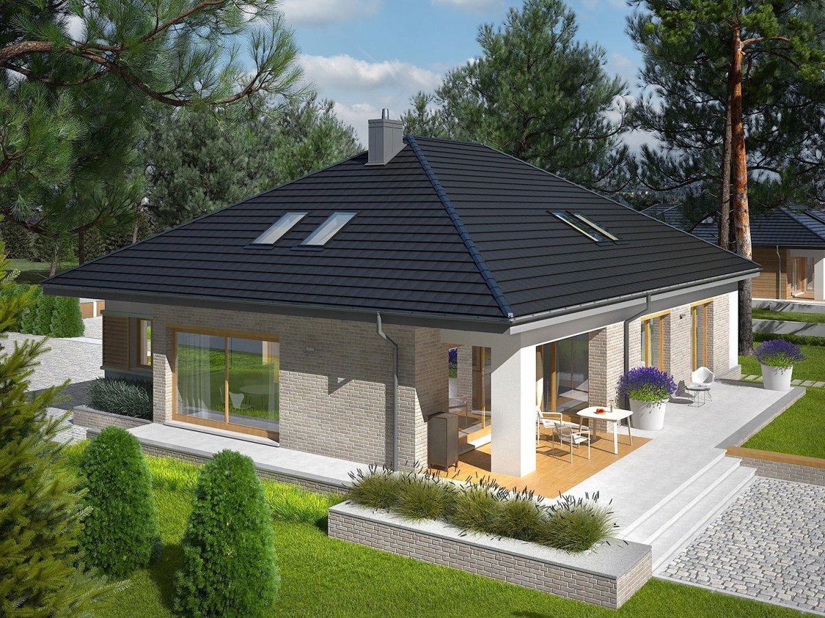 Четырехскатная крыша с балконом