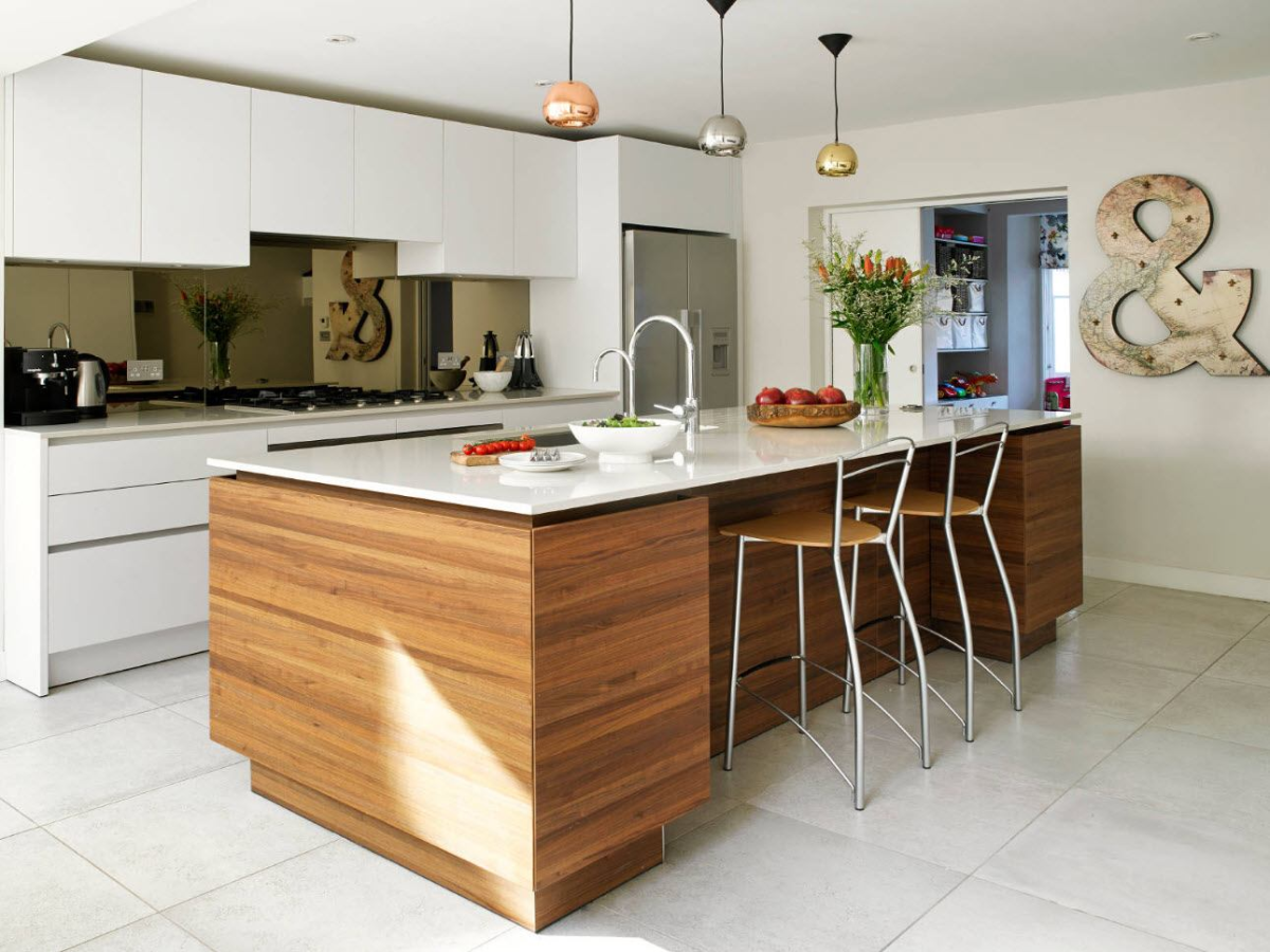 Планировка кухни с барной стойкой и островом