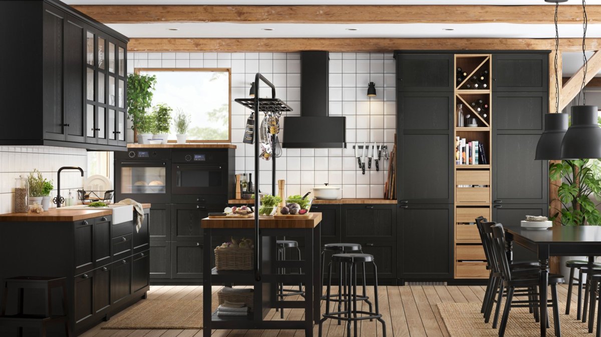 Кухня икеа Лерхюттан остров