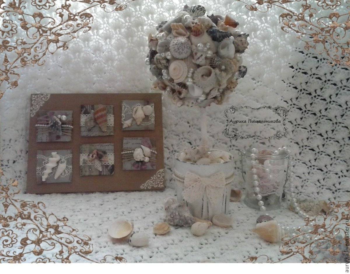 Круглая рамка из ракушек
