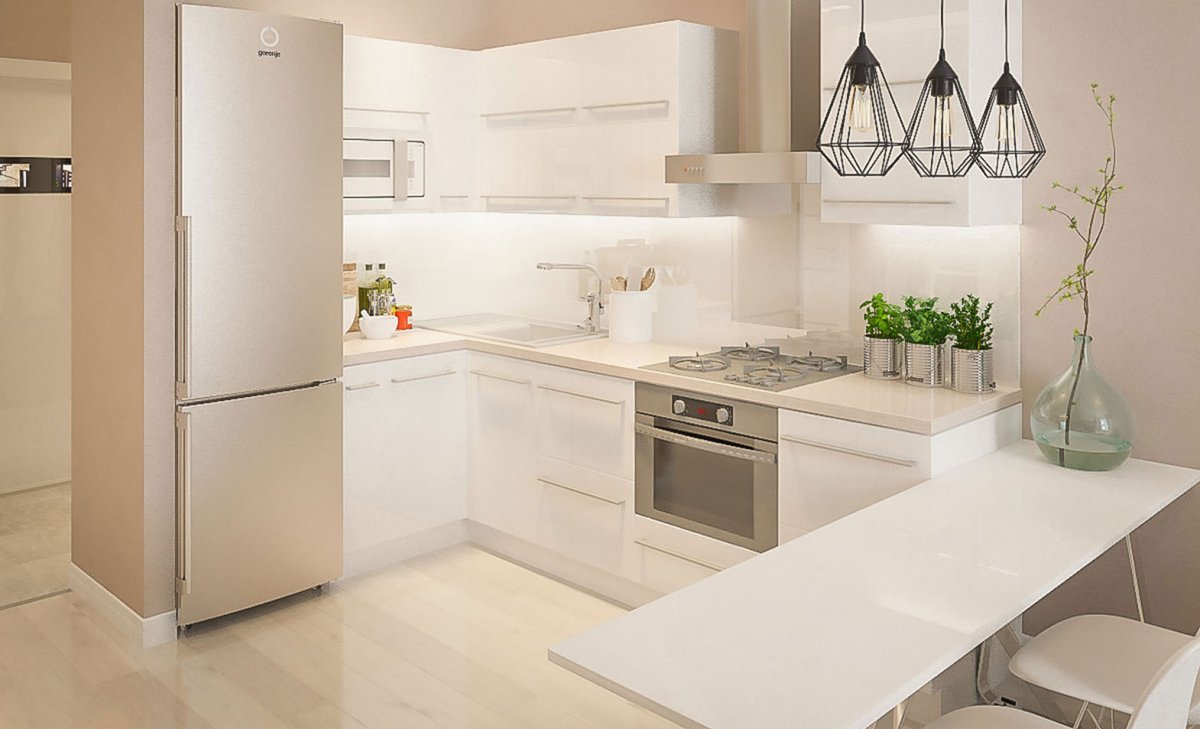 Кухня в бело бежевых тонах