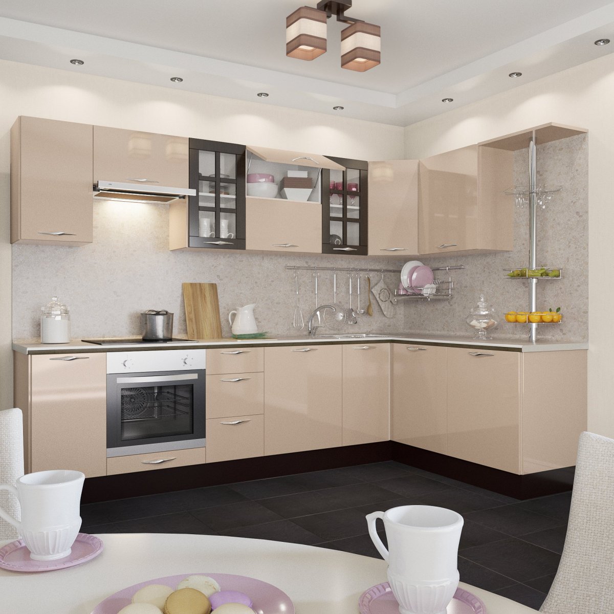 Светлая кухня с барной стойкой