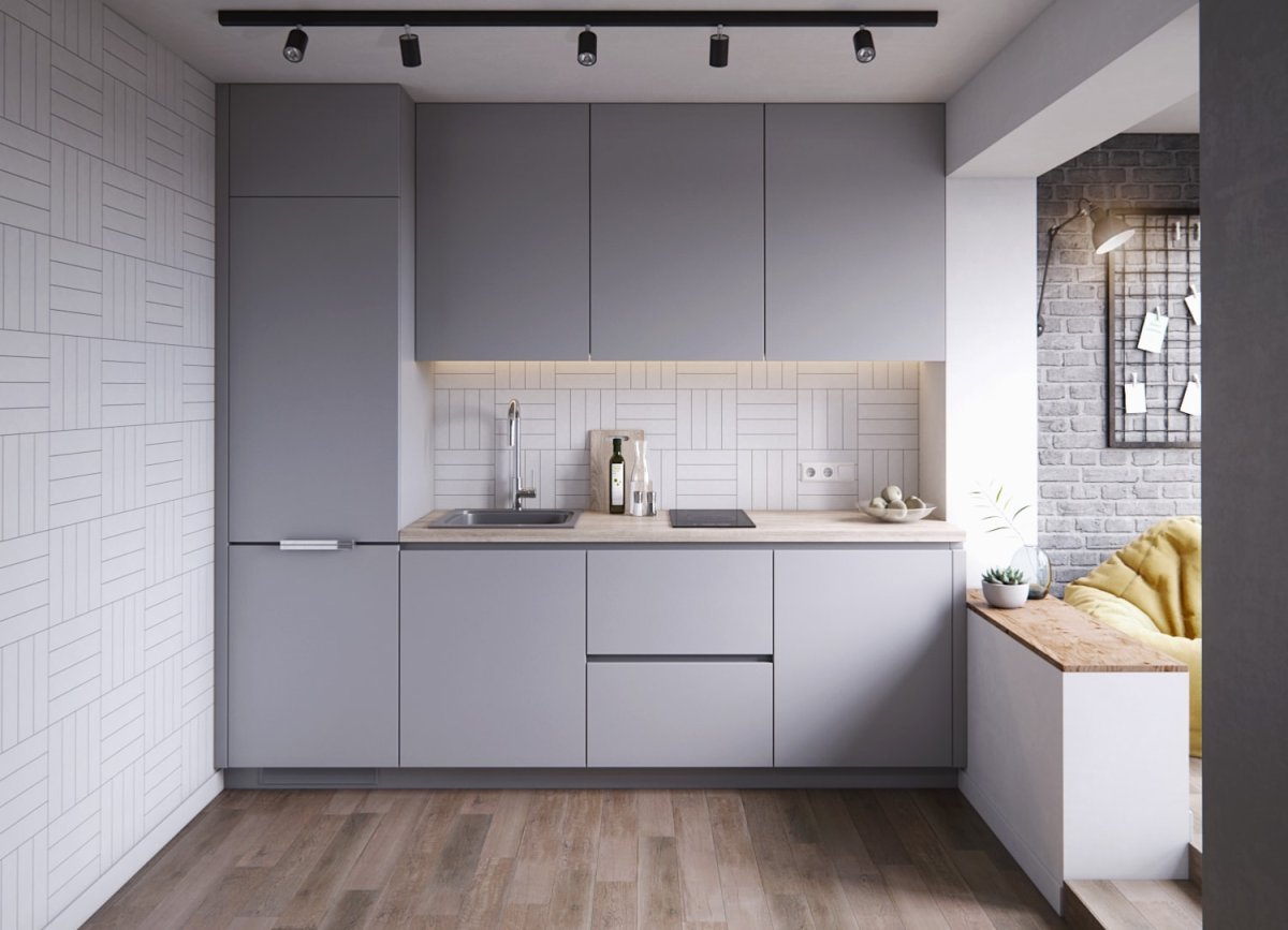 Кухня лофт бетон бежевый св мебель