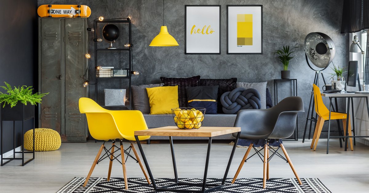 Желто серый офис