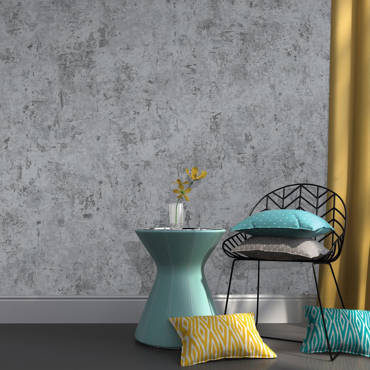 Кухня с бетонными стенами