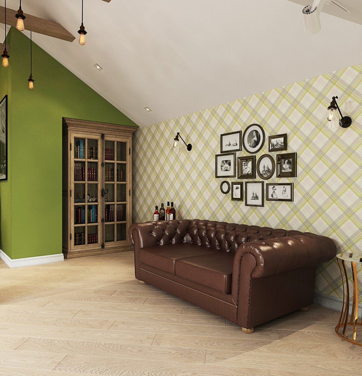 Зеленый цвет стен в интерьере