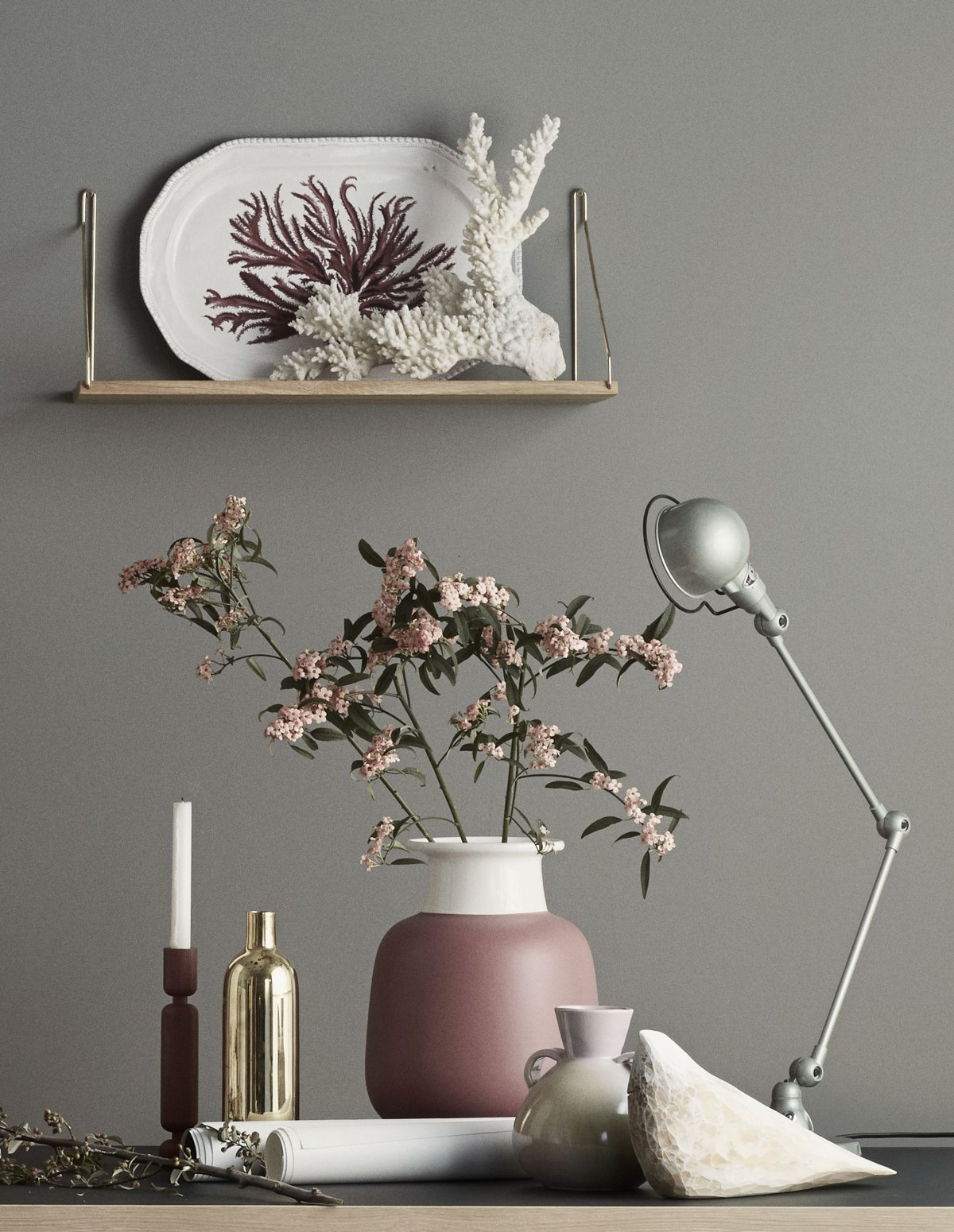 Пампасная трава в интерьере спальни