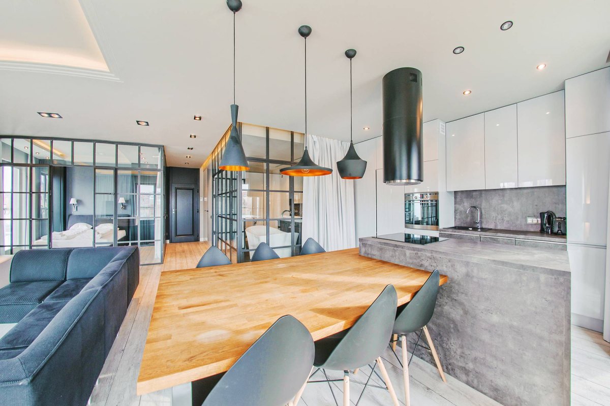 Кухня с фасадами под бетон