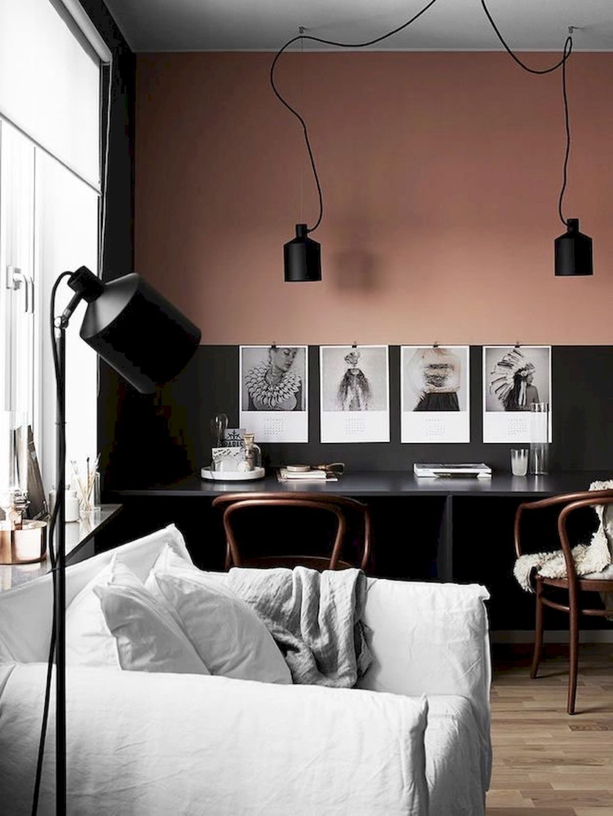 Темный интерьер стена Скандинавский