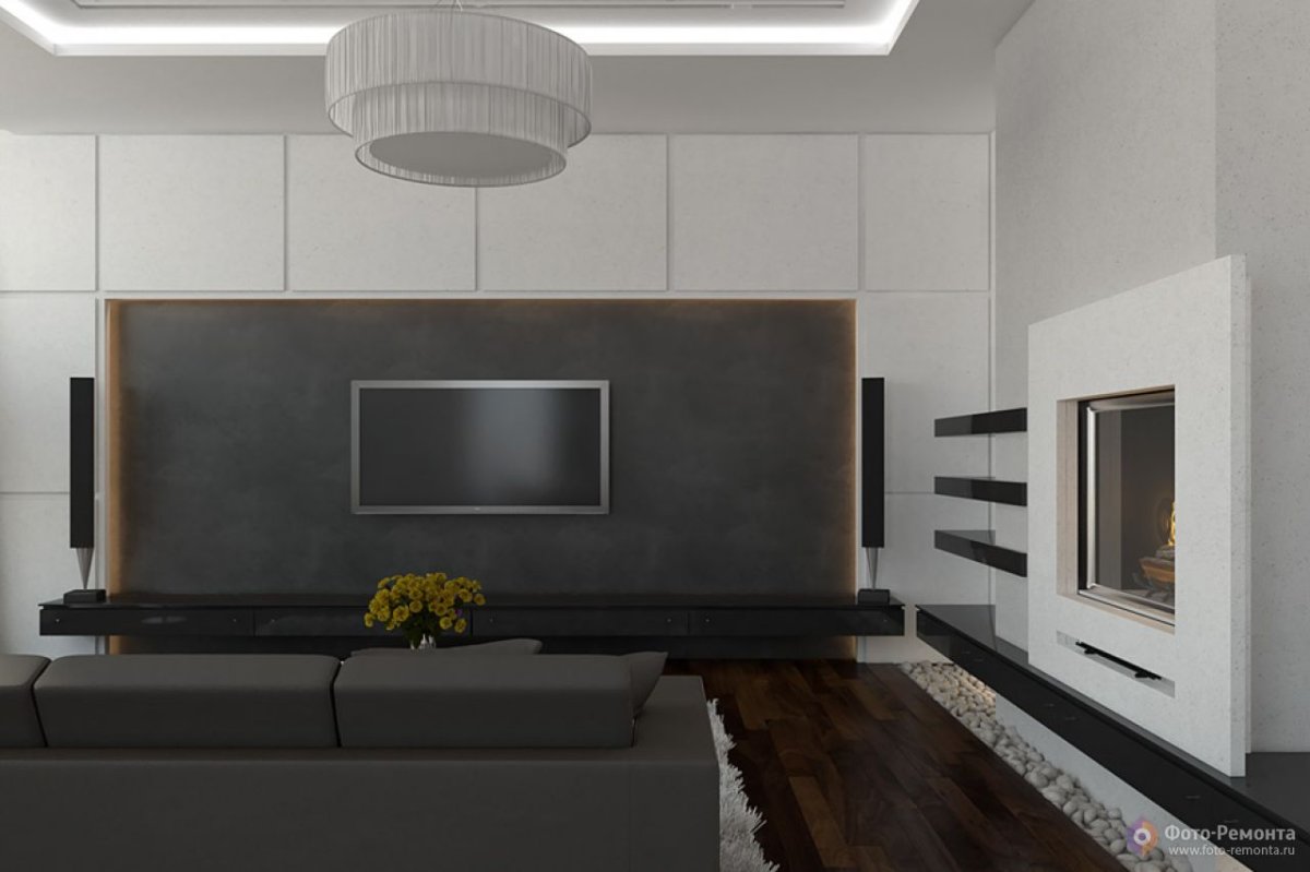 Стена с подсветкой для гостиной