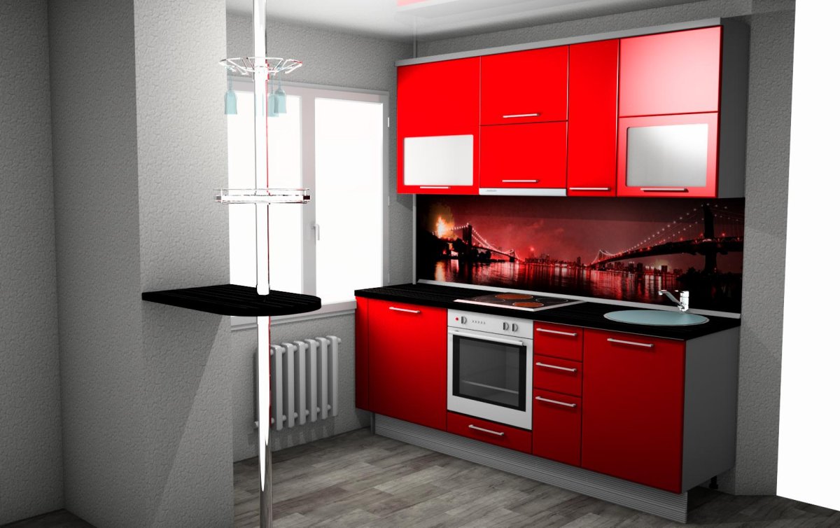 Кухня с антресолями до потолка