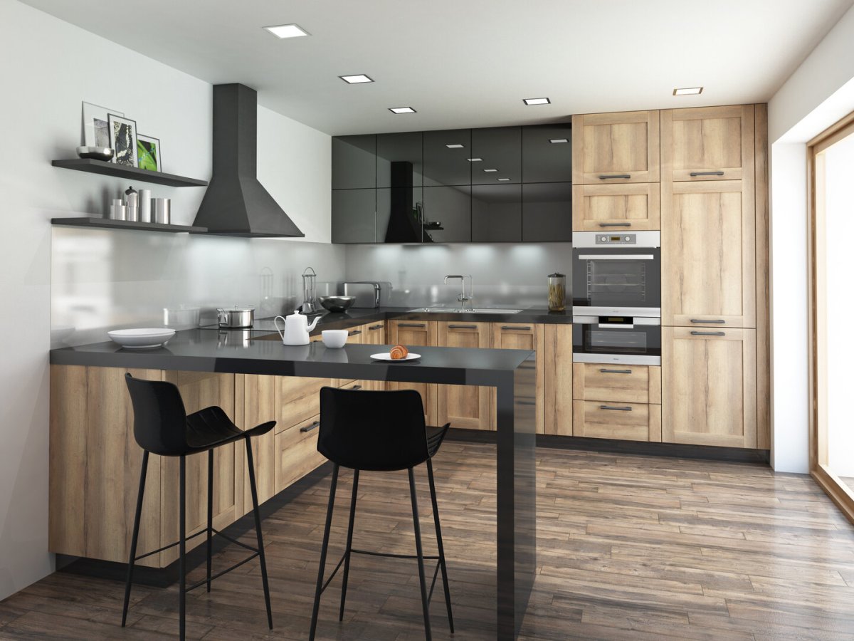 Кухня Амика дуб Галифакс черный графит
