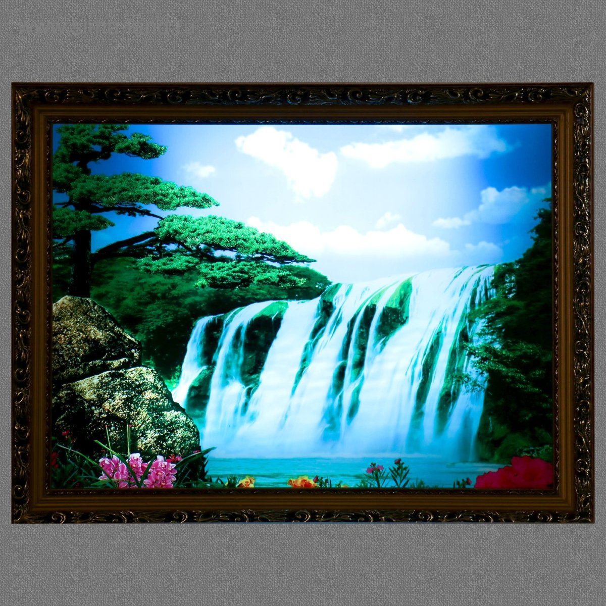 Картина багет 28*42см водопад и Лии подсветка 420db-75