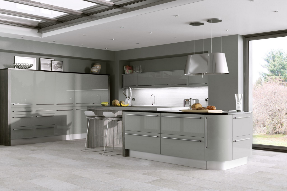 Кухня бетон и дерево