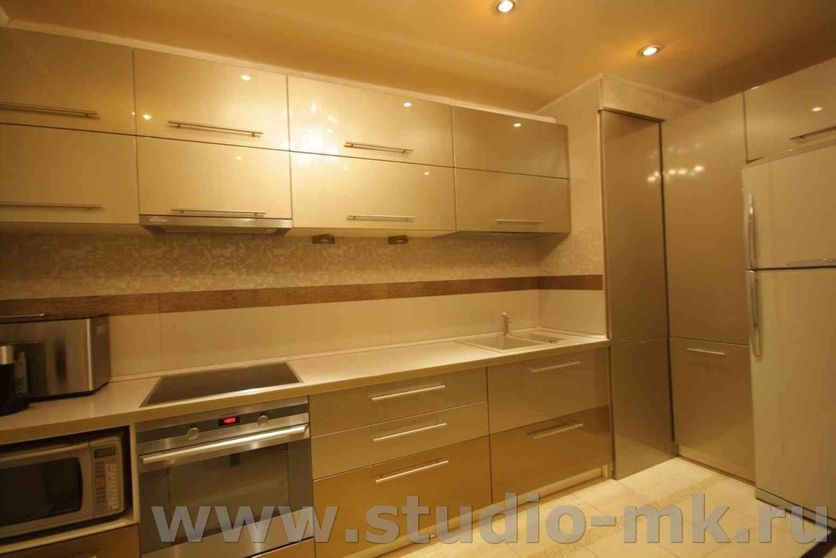 Кухня цвет шампань глянец