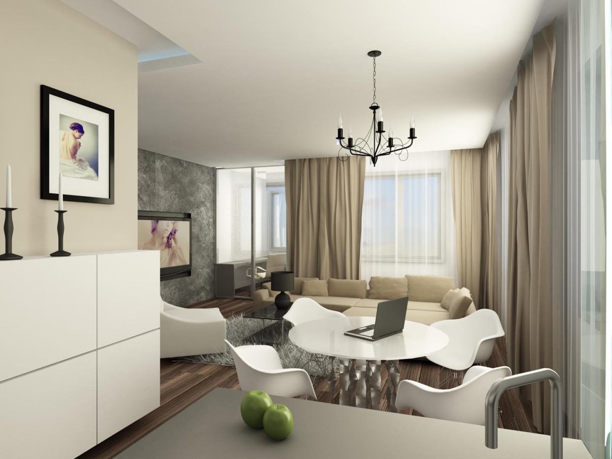 Кофейные стены в гостиной