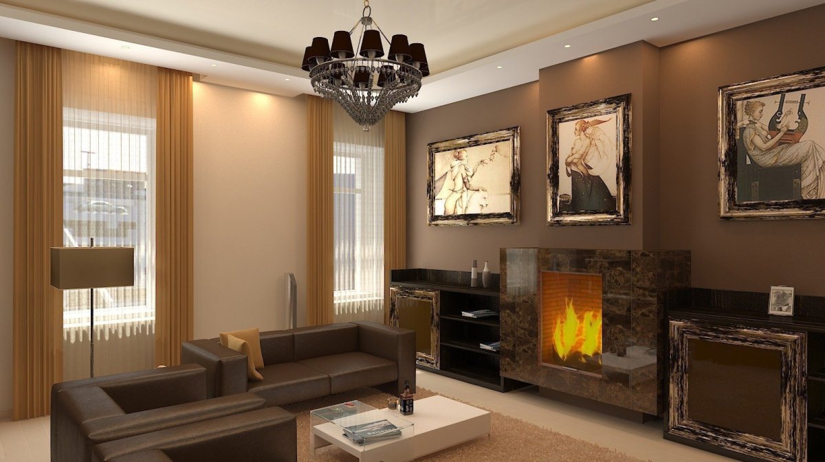 Гостиная в серо бежевых тонах