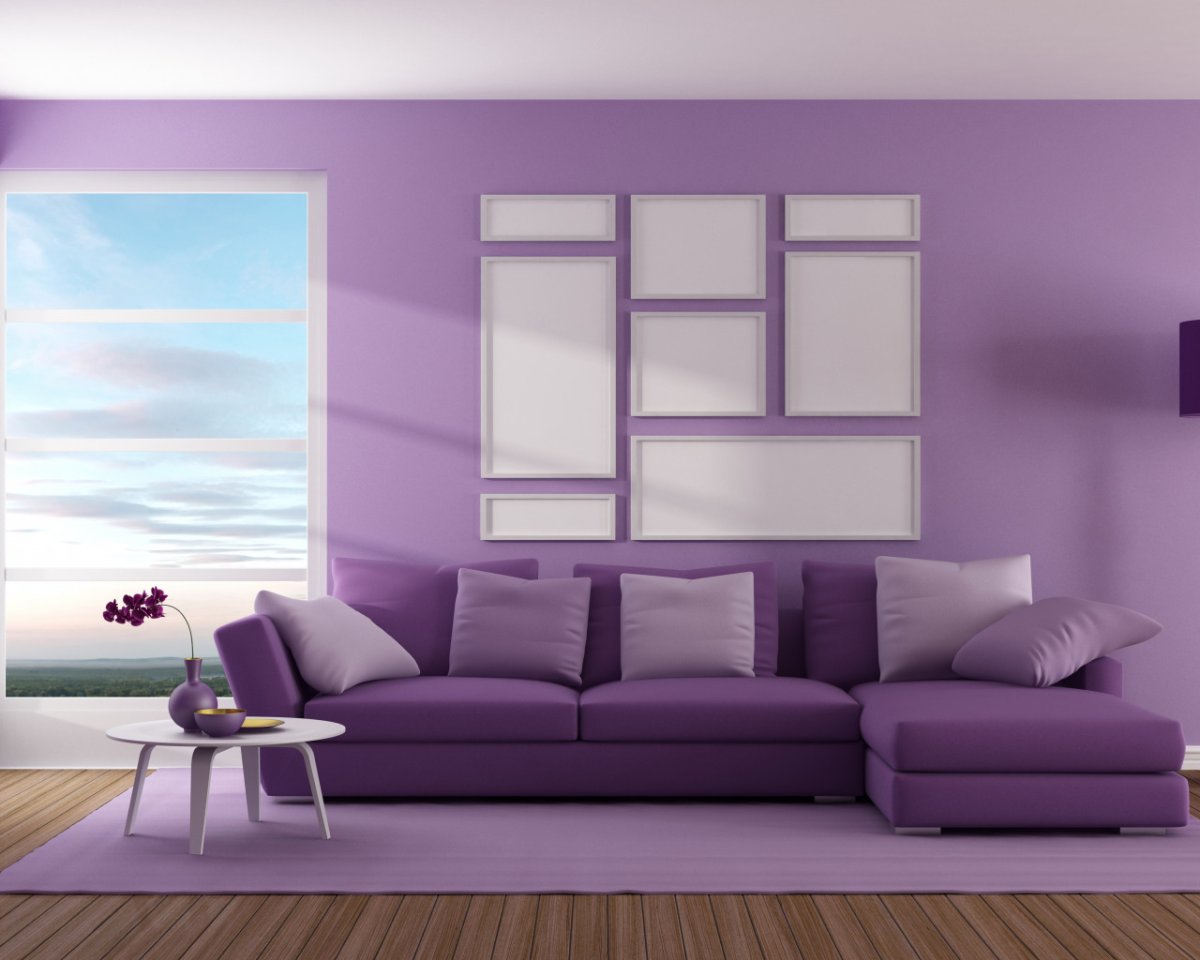 Лавандовые обои для стен в гостиной