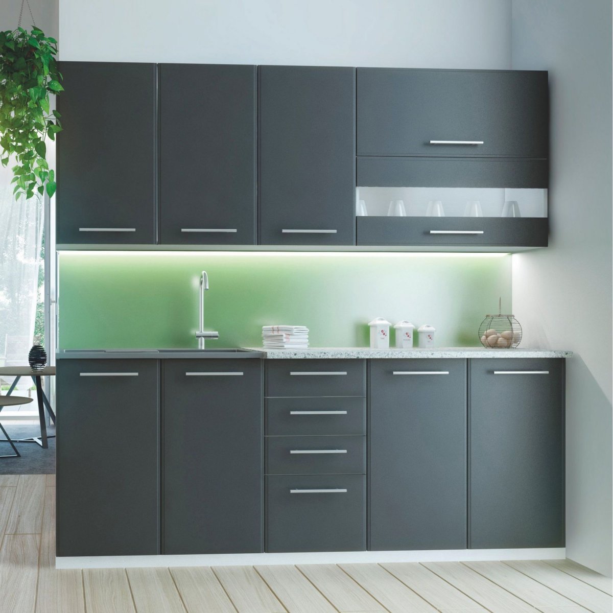 Черная матовая кухня