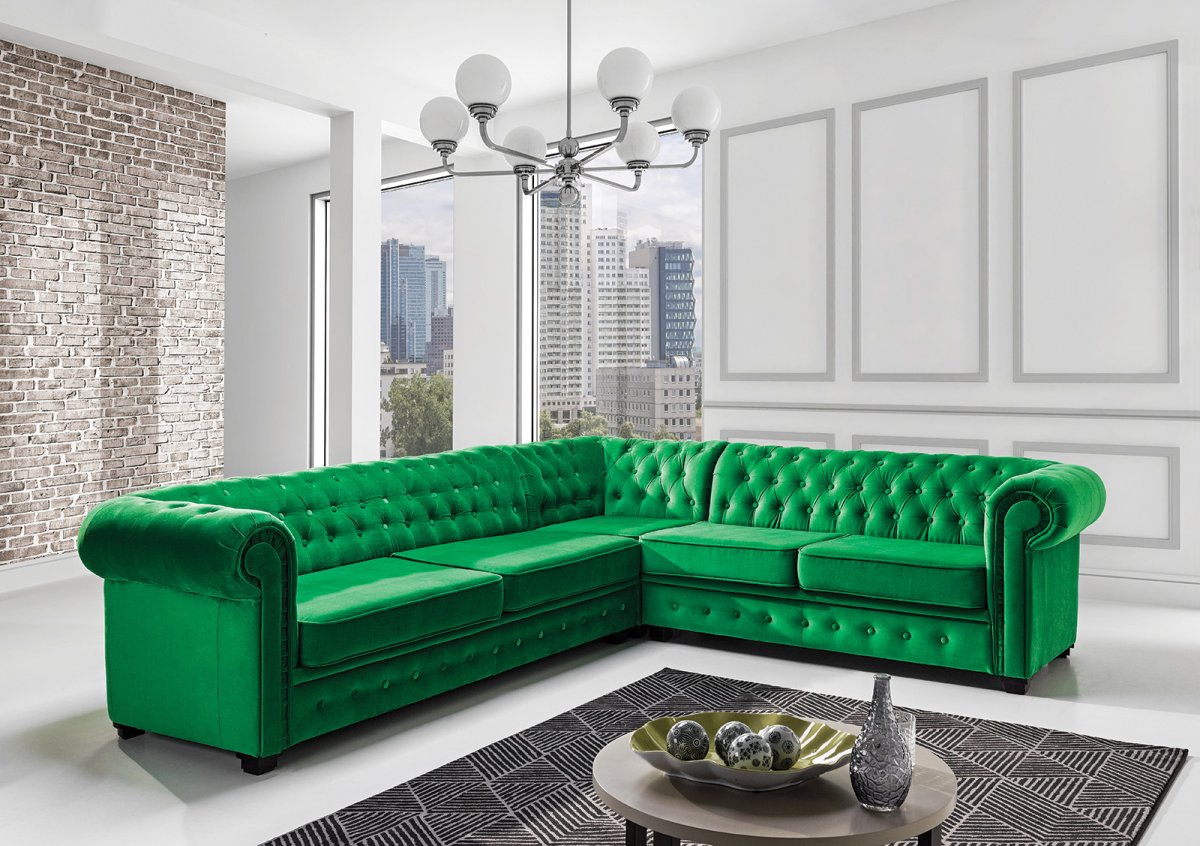 Диван Кинг угловой изумрудный