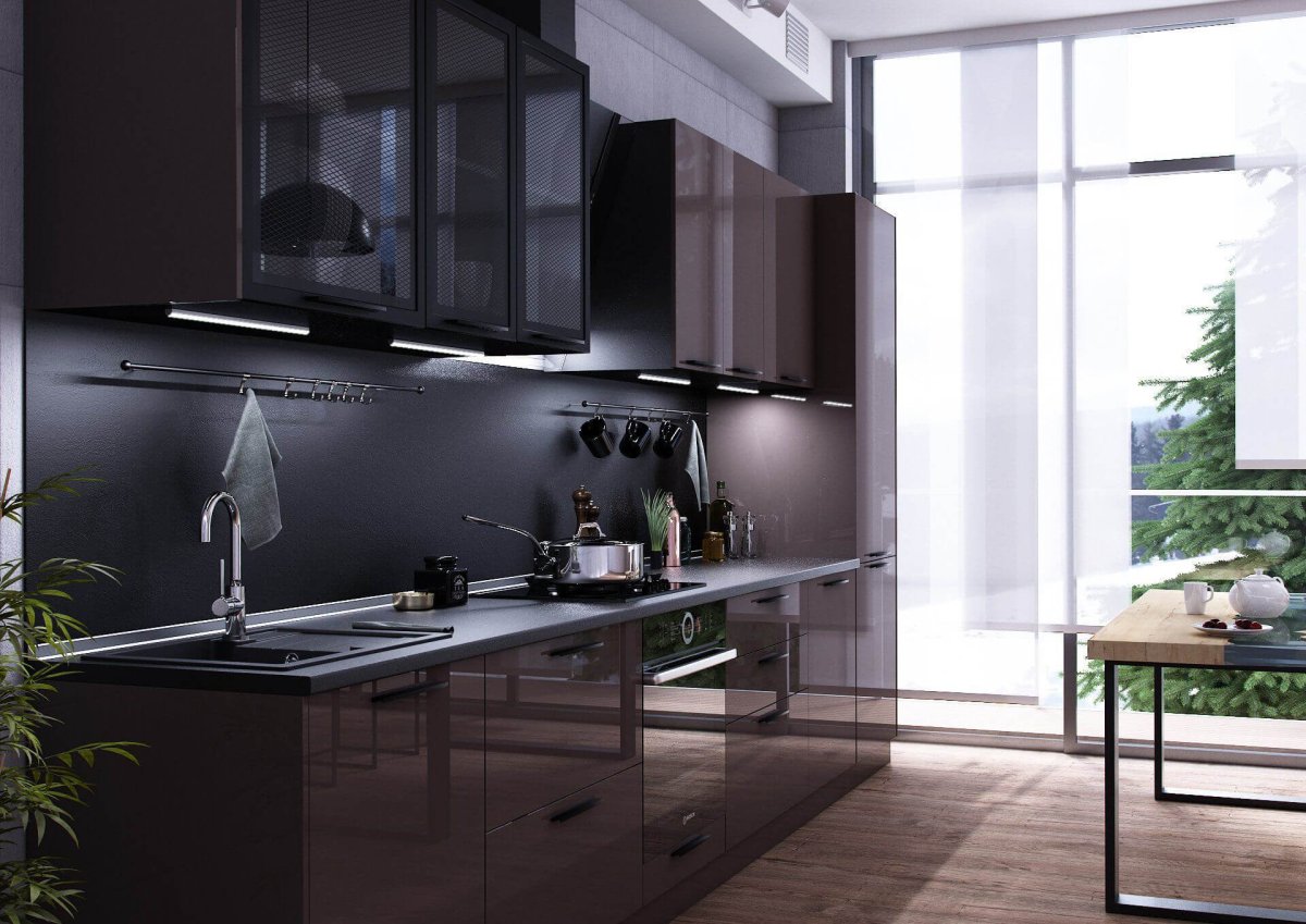 Кухни цвета антрацит с белым