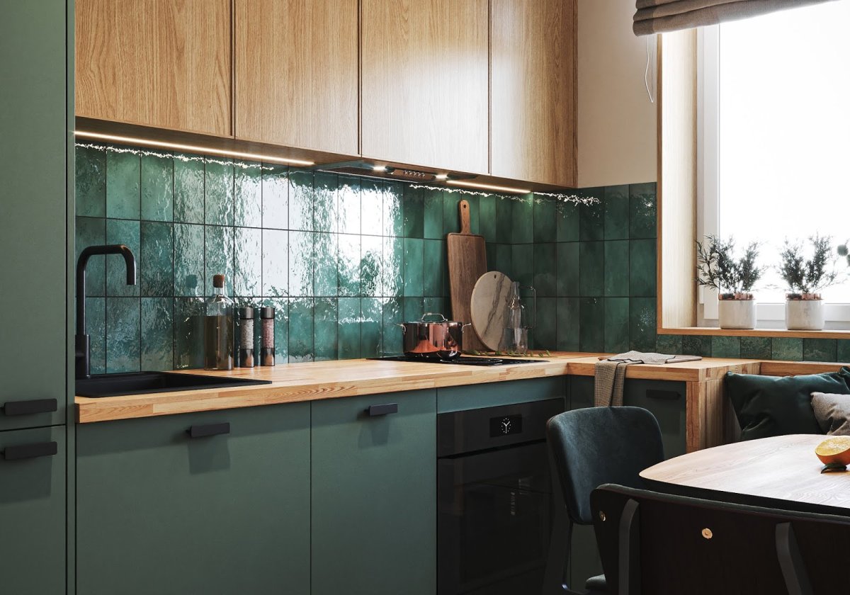 Кухня икеа бодарп зеленый в интерьере