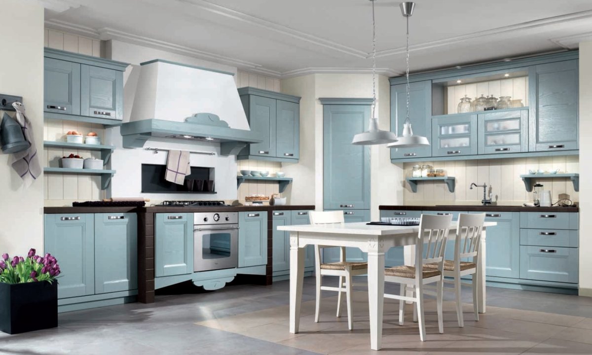 Кухня в голубых тонах