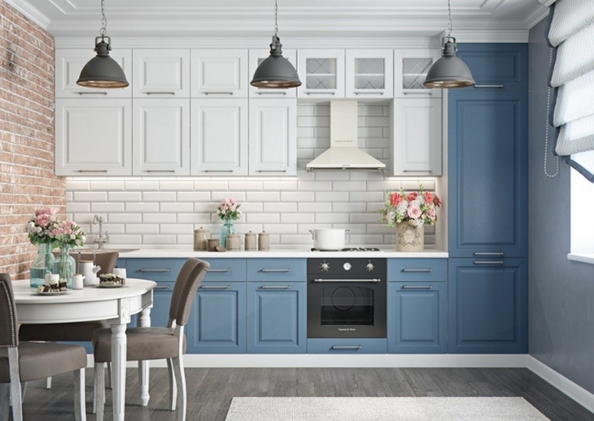 Серо синяя кухня