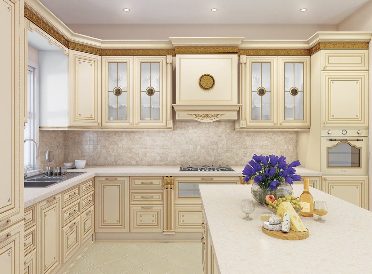 Маленькая угловая кухня классика