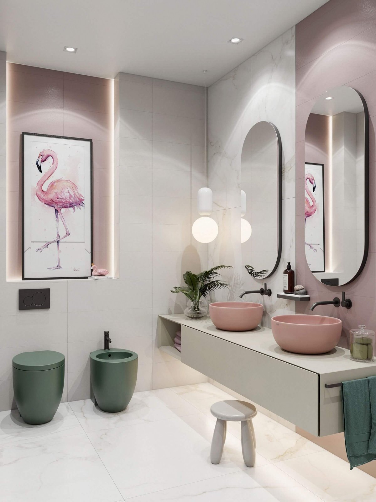 Цветная сантехника в интерьере