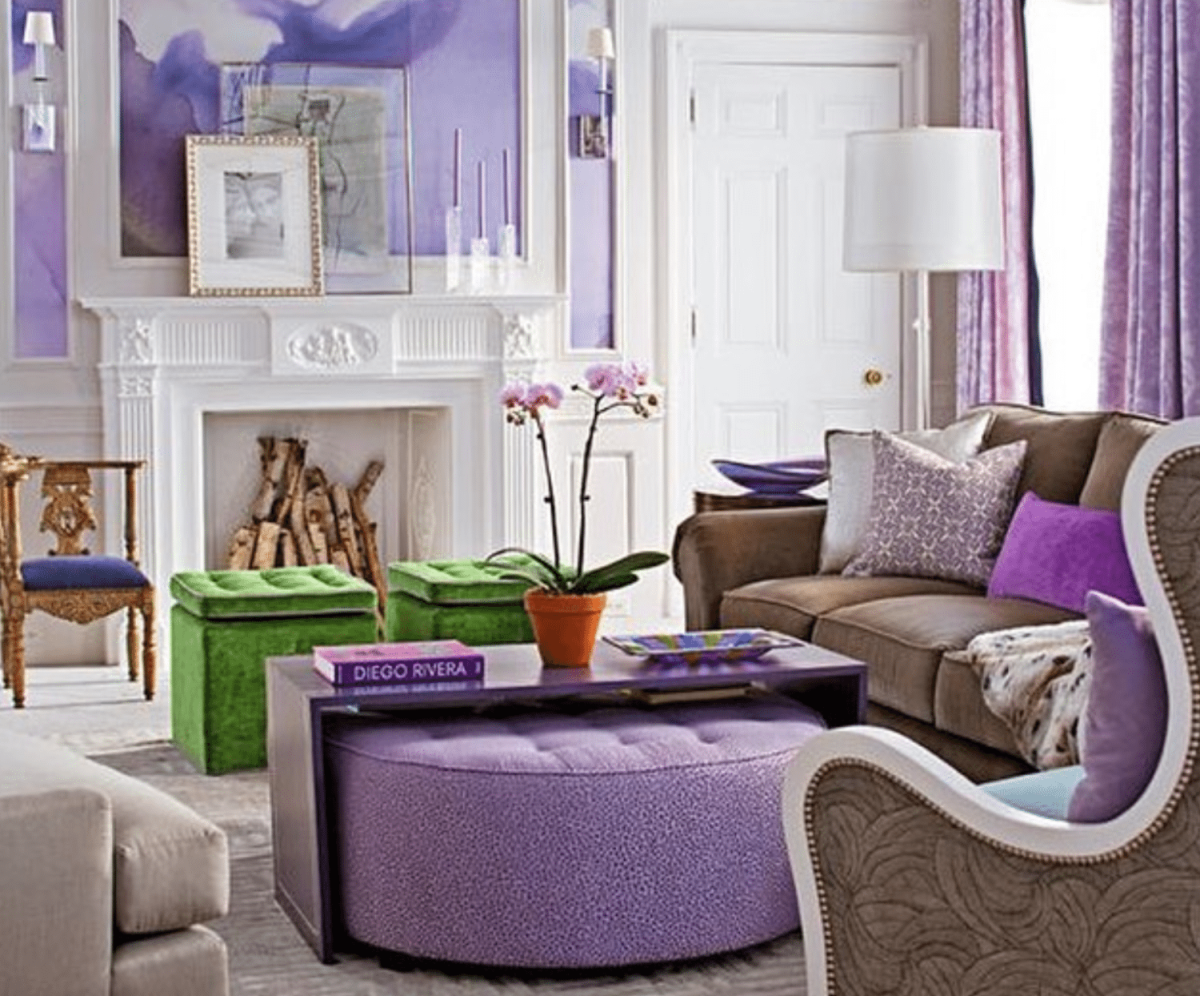 Сочетание синего и сиреневого в интерьере