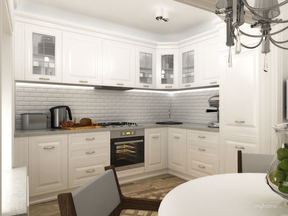 Кухня белая Нео классика 10м