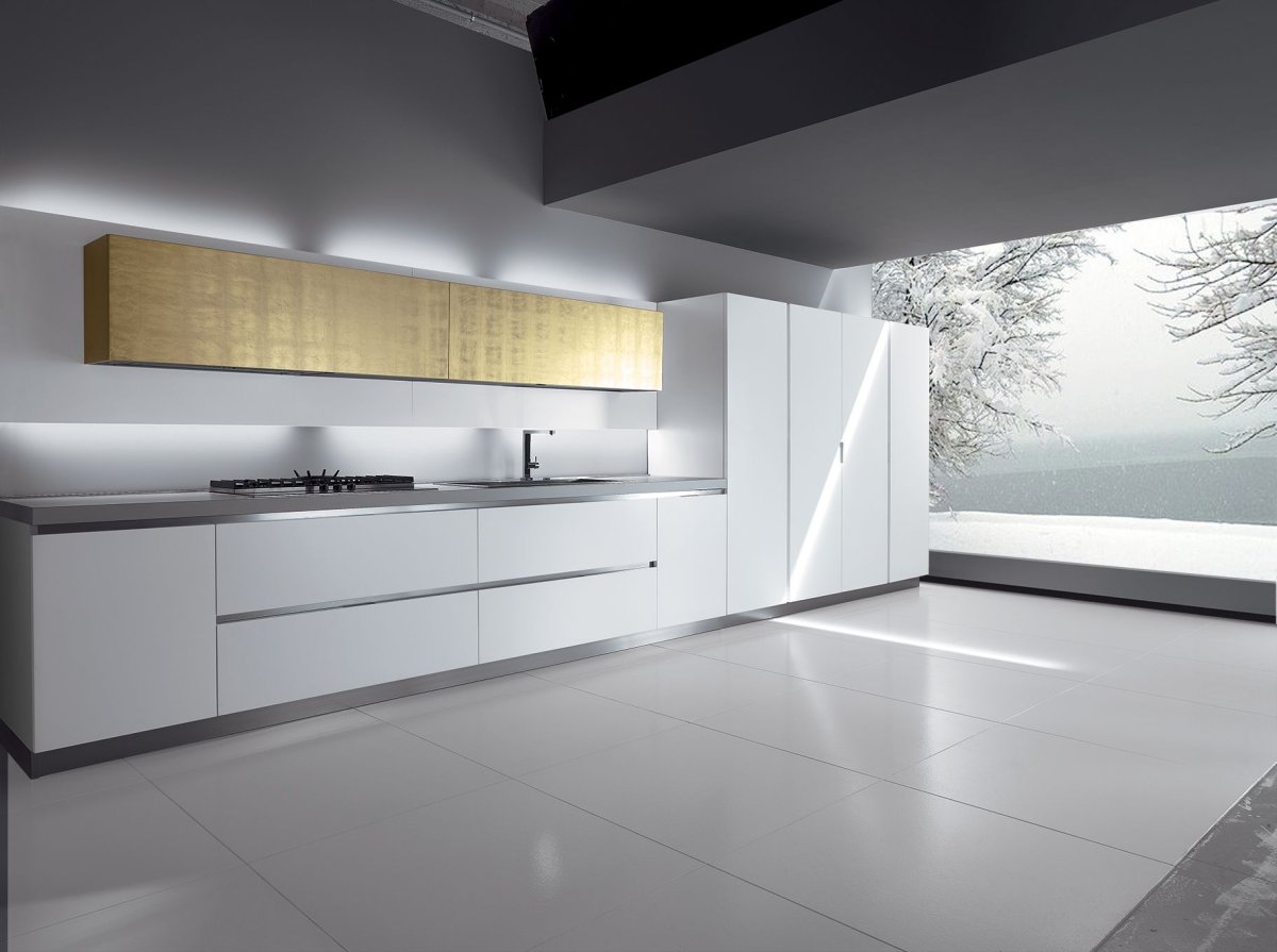 Кухня белый глянец ручки профиль gola