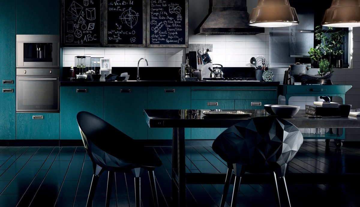 Темные обои на кухне