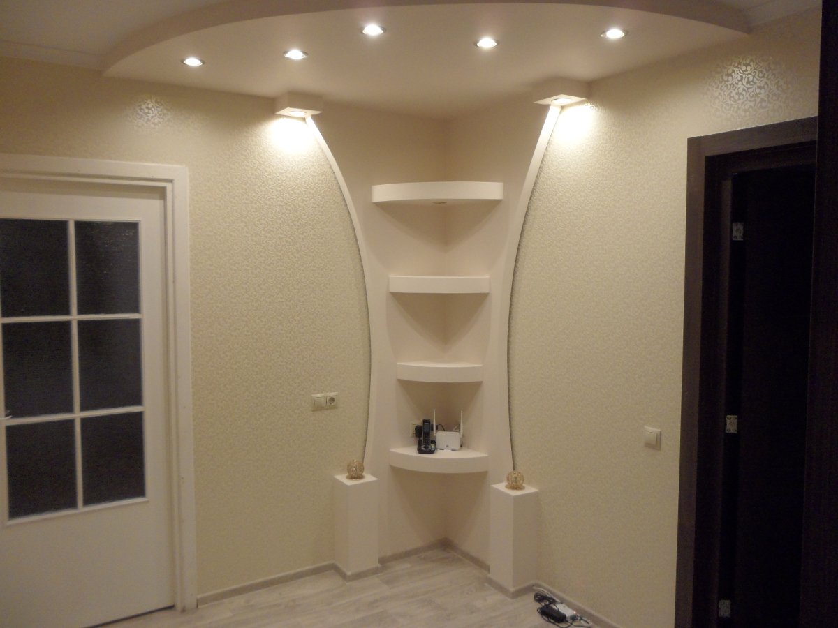 Криволинейные полки из гипсокартона