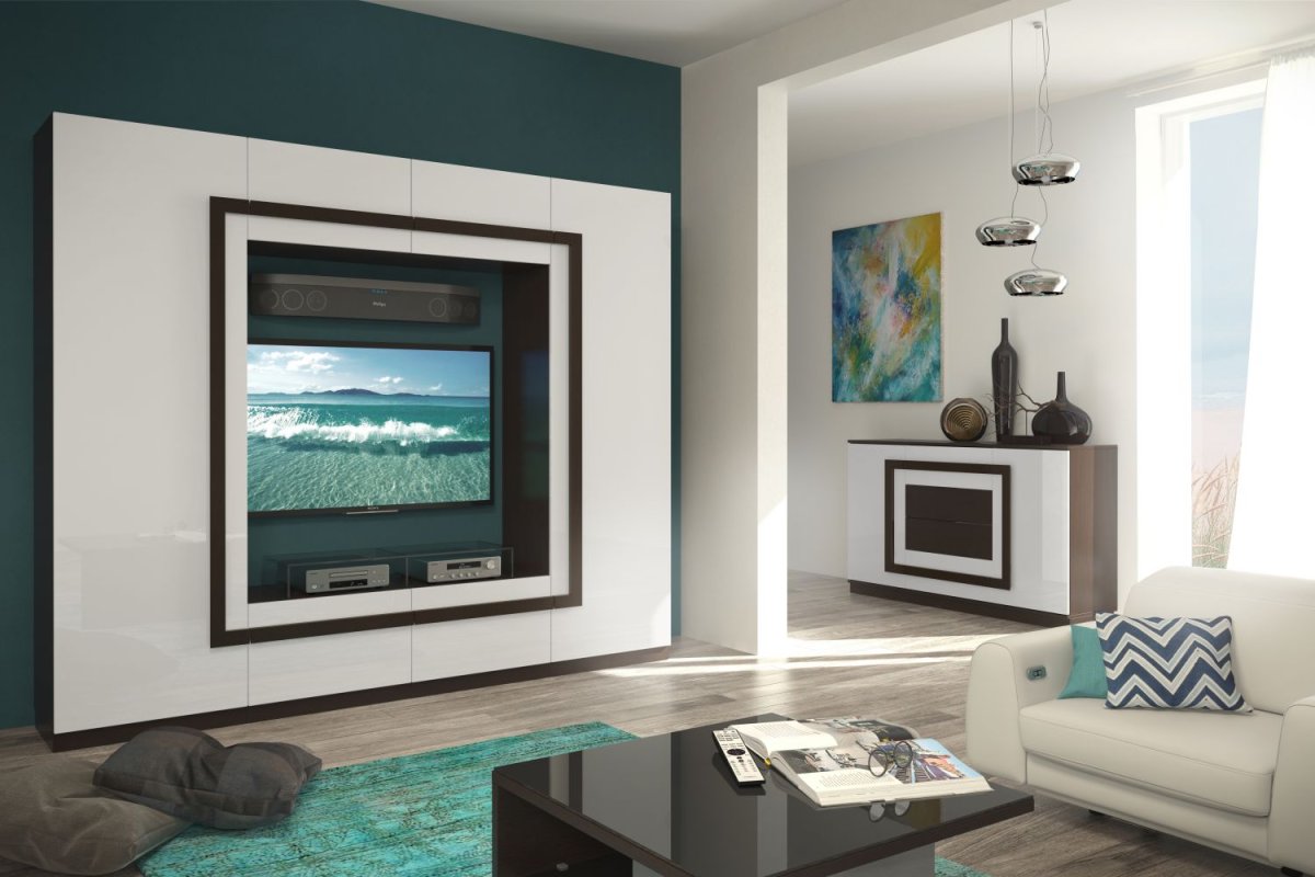 Настенный телевизор в интерьере