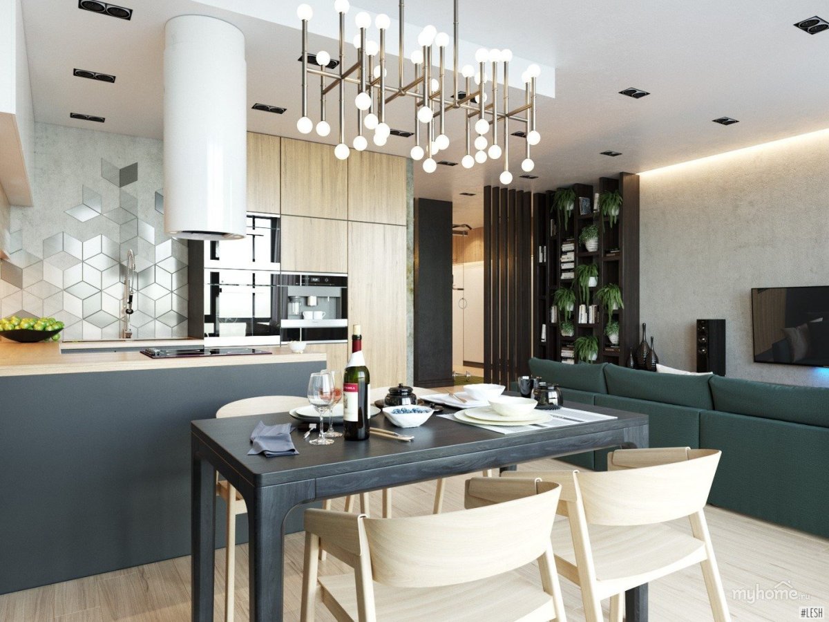 Кухня бежевая с черным