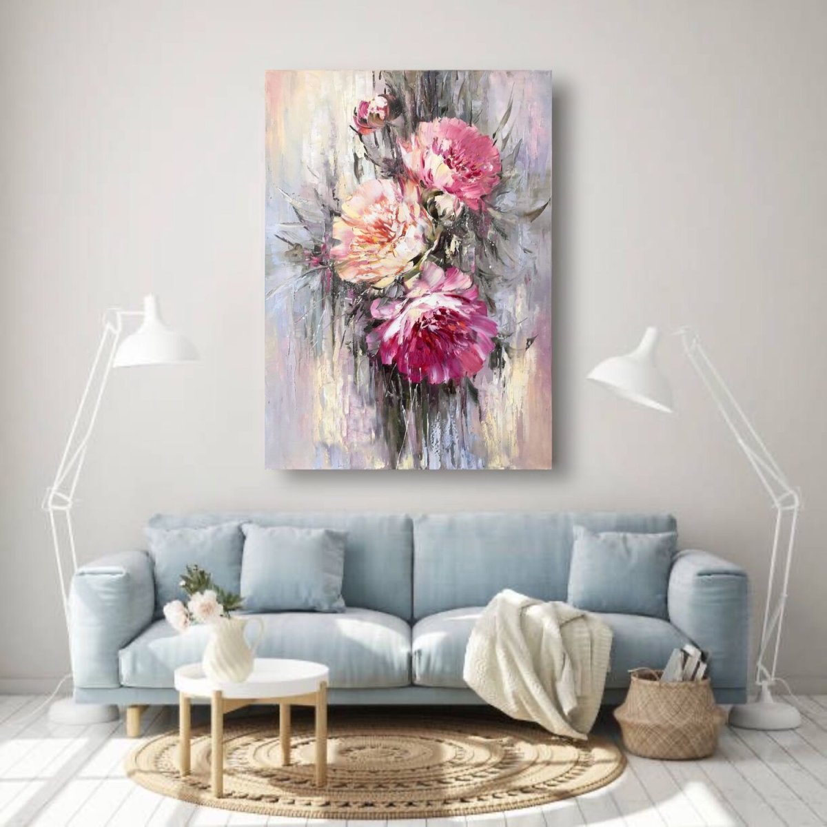 Интерьерная картина роза поталью