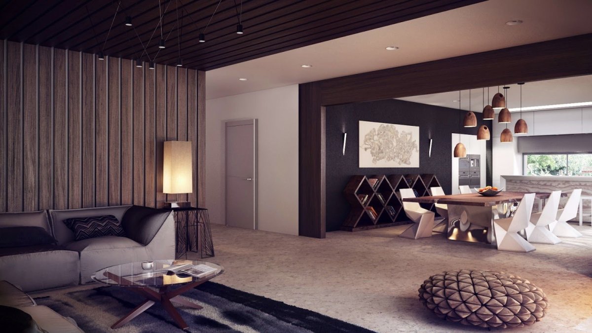 Стеновые панели в интерьере современной гостиной