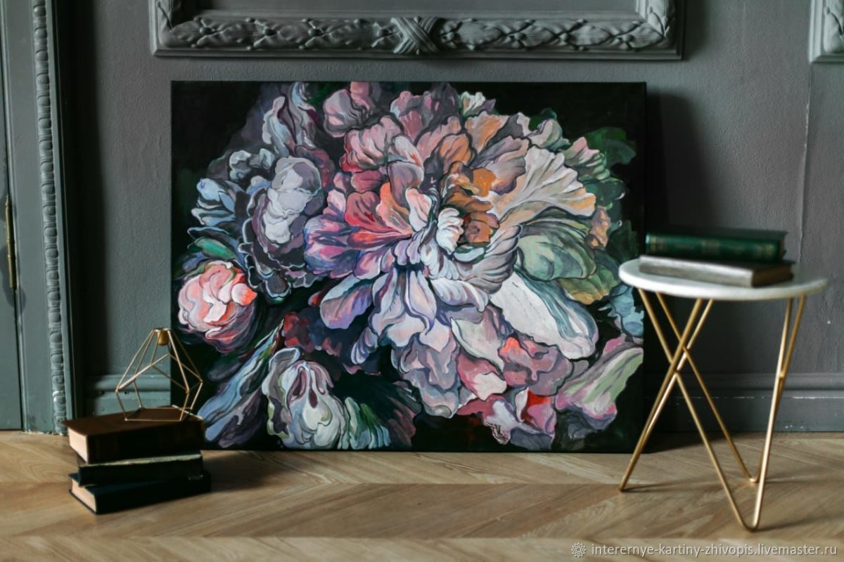 Пионы декоративная живопись