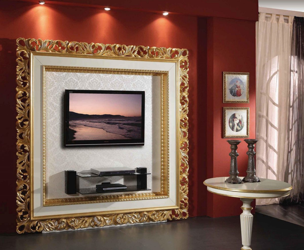 Телевизор в багетной раме в интерьере