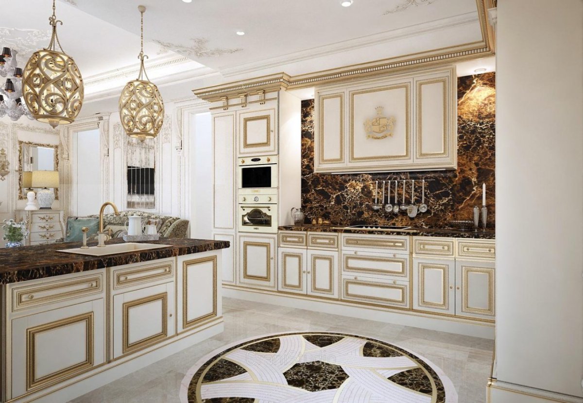 Венецианская штукатурка под мрамор на кухне