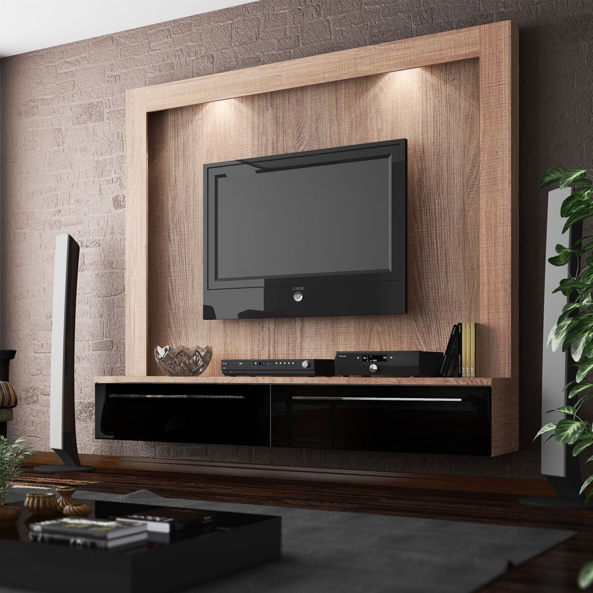 Панель с полками под телевизор