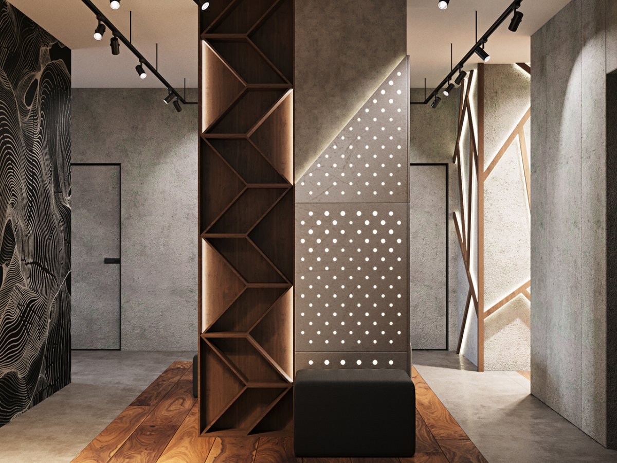 Зеркальная колонна в интерьере