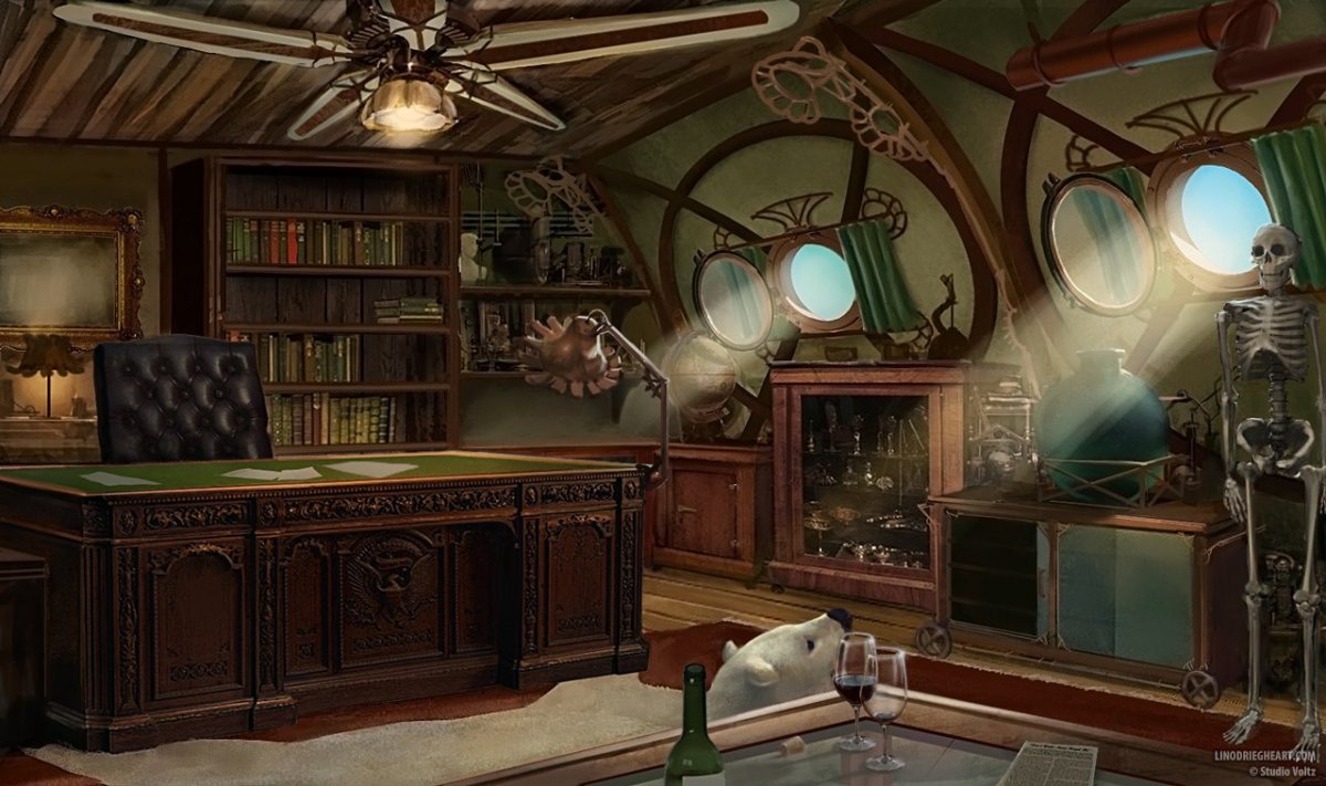 Steampunk комната концепт