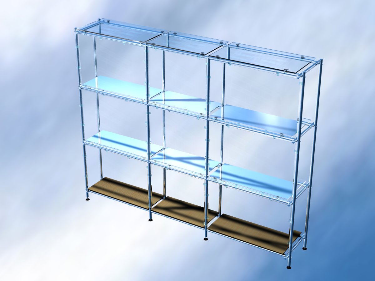 Стеллаж со стеклянными полками